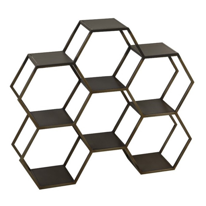 HEXAGON6 BRASS SHELF - CABINETS, SHELVES